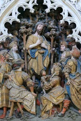 Norra staketet av koret. Livsscen för Johannes Döparen. Högrelief av norra änden (1531). Amiens katedral, Amiens, Frankrike