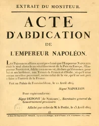 Meddelande om att kejsar Napoleon abdikerade den 11 april 1813, 1921.