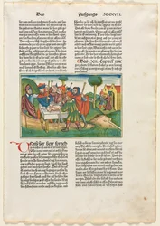 Offer av påsklammet från den tyska bibeln utgiven av Anton Koberger, Nürnberg, 1483.