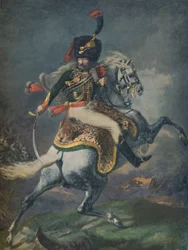 Officer för den monterade chassören som laddar. Imperial Guard, c1812, 1896.