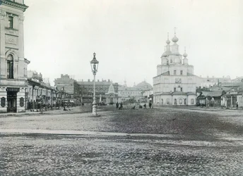 Okhotny Ryad Hunting Row, Moskva, Ryssland 1880-talet