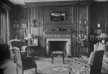 Gammal georgisk panel på Miss Morgans kontor, Miss Anne Morgans hus, New York City, 1924