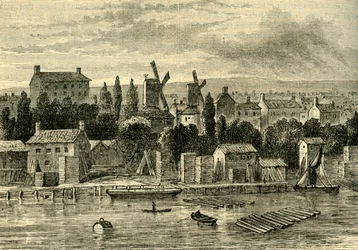Gamla väderkvarnar vid Lambeth, ca 1750, c1878.