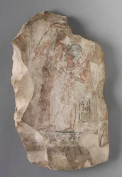 Ostracon: Ramesses II diades av en gudinna, ca. 1279-1213 f.Kr.