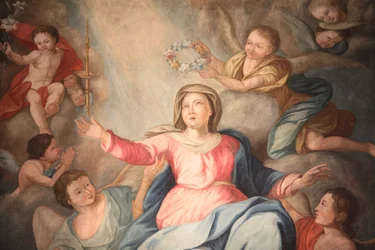 Vår Fru av himmelsfärdens kyrka. Marias kröning. Cordon, Frankrike