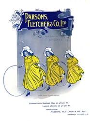Annonsen Våra tre små pigor - Parsons, Fletcher & Co. Ltd, 1909.