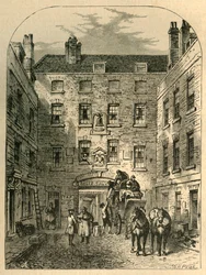 La Belle Sauvages yttre domstol 1828, 1897.