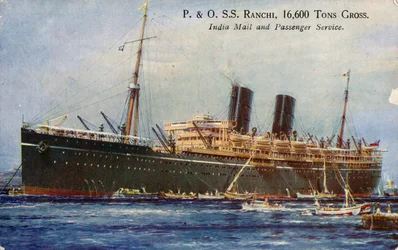 P. & O. S.S. Ranchi, 16 600 Tons Brutto, India Mail and Passenger Service, 1934.
