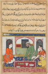 Sida från Tales of a Parrot Tuti-nama: Fyrtionde natten: Shahr-Arai och hennes man..., ca. 1560.