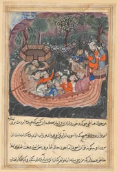 Sida från Tales of a Parrot Tuti-nama: Fyrtioåttonde natten: Den unge mannen från Bagdad..., ca. 1560.