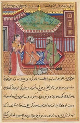 Sida från Tales of a Parrot Tuti-nama: Fyrtionionde natten: Den äldsta brodern..., ca. 1560.