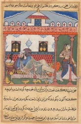 Sida från Tales of a Parrot Tuti-nama: Fyrtiotredje natt: Ormen, gömd i en korg..., ca. 156