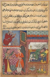 Sida från Tales of a Parrot Tuti-nama: Tionde natten: Visirens son tar emot magin..., ca. 156