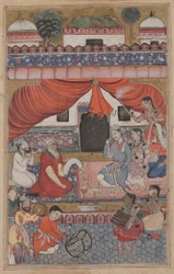 Sida från Tales of a Parrot Tuti-nama: Trettiotredje natten: Förberedelser för äktenskapet..., ca. 156