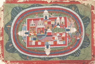 Sida från ett spritt Bhagavata Purana-manuskript Life of Krishna, ca. 1775.