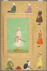 Sida från Late Shah Jahan Album: Portrait of Asaf Khan, ca. 1653.