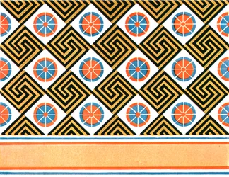 Målat tak i Enene-graven i Thebe, Egypten, 1928.