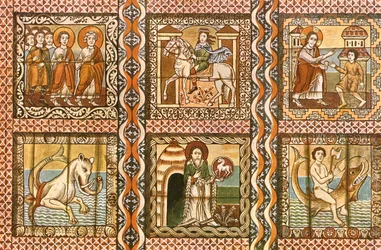 Målat trätak i St. Martins Church, Zillis, Schweiz, 1928.