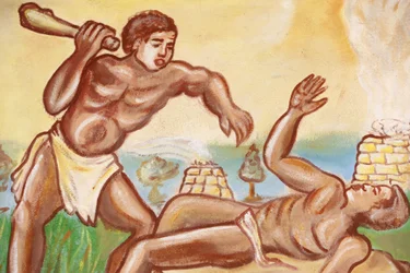Målning i Our Lady of Togo-kyrkan: Cain & Abel, Togoville, Togo