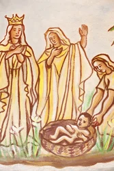 Målning i Our Lady of Togo-kyrkan: Moses frälst, Togoville, Togo