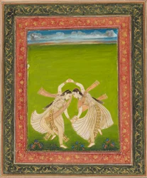 Ett par flickor som spelar phugadi, 1700-tal