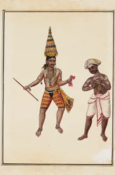 Ett par manliga tempeldansare, 1820-1825
