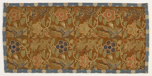 Panel med drakar, pärlor, fenixar och blommönster