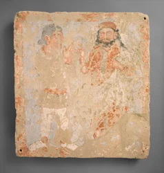 Panel med guden Zeus Serapis Ohrmazd och dyrkare, ca. 3:e århundradet e.Kr.