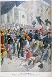 Panik vid kung Humberts begravning, Rom, 1900