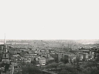 Panorama över staden Boston, USA, 1895.