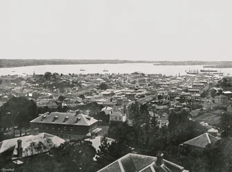 Panoramautsikt från kullarna, Auckland, Nya Zeeland, 1895.