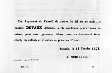 Enligt rådets dom, från franska politiska affischer från Pariskommunen, januari 1871