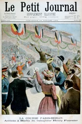 Paris Berlin Race, vinnaren Henry Fourniers ankomst, 1901