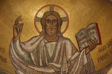 Paris, Frankrike Pantokrator Kristus (i ära) i Saint-Pierre-de-Montrouge-kyrkan, Paris, Frankrike