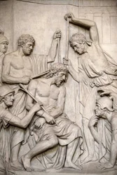 Paris, Frankrike Skulptur i Saint Roch-kyrkan: Jesus torterades, Paris, Frankrike