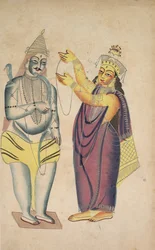 Parivati Placera en bröllopsgirland på Shiva, 1800-talet.