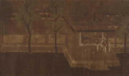 Paviljong med figurer.
