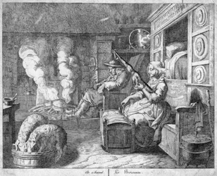 Bondstugainteriör, möjligen Nederländerna eller norra Frankrike, 1600-talet