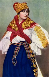 Bondkvinna i nationaldräkt, Tjeckoslovakien, 1922