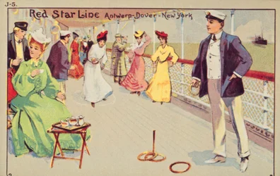 Peg hoppar ombord på ett Red Star Lines passagerarfartyg, 1907.
