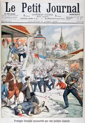 Människor under franskt beskydd massakrerade av siamesiska soldater, Siam, 1903