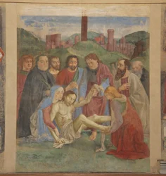 Pieta fresk i Vespucci-kapellet, Ognissanti, Florens, Italien (foto)