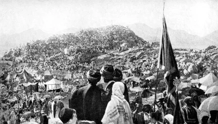 Pilgrimer som utför Wukuf, Mount Arafat, Saudiarabien, 1922