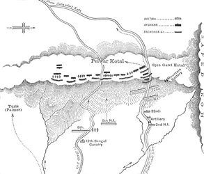 Plan för attack mot Peiwar Kotal 2 december 1878, c1880
