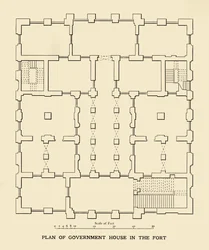 Plan över regeringshuset i fortet, 1925.