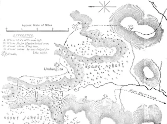 Plan över marken där Cetewayo fångades, c1880