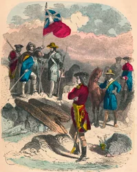 Plantering av den kungliga flaggan på ruinerna av Fort Duquesne, 1758