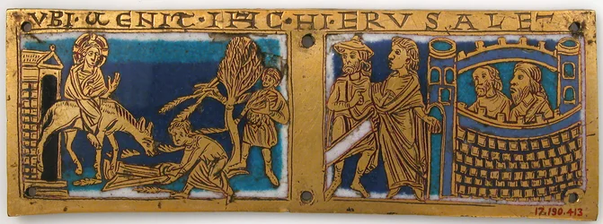 Plack från ett bärbart altare med scener ur Jesu liv, tysk, ca. 1160-80.