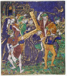 Plack med Kristus bärande kors, fransk, 1500-talet.