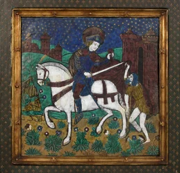 Tavla med St. Martin och tiggaren, fransk, 1500-talet.